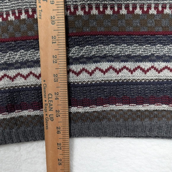 Vintage Woolrich Sweater Mens Large Fair Isle Stripe Cotton Knit Made USA - Picture 4 of 7